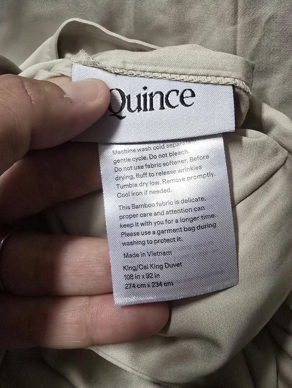 NEW Quince Organic Bamboo King / California King Duvet Set & 2 King Shams Sand
